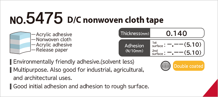 No.5475 Double coated nonwoven fabric tape
