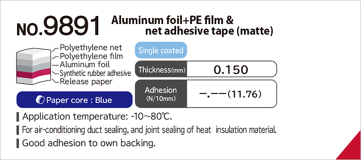 No.9891 Aluminum foil/PE film&mesh tape