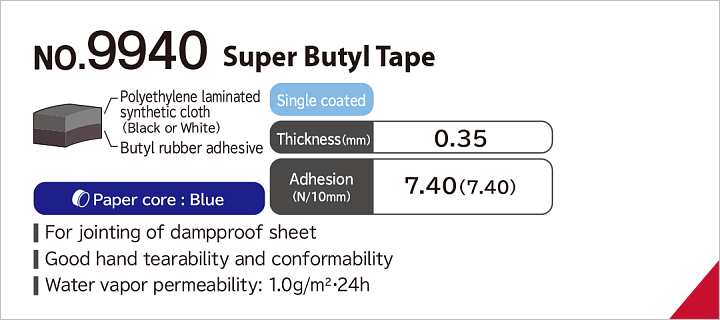 No.9940 Super butyl tape (Single faced)