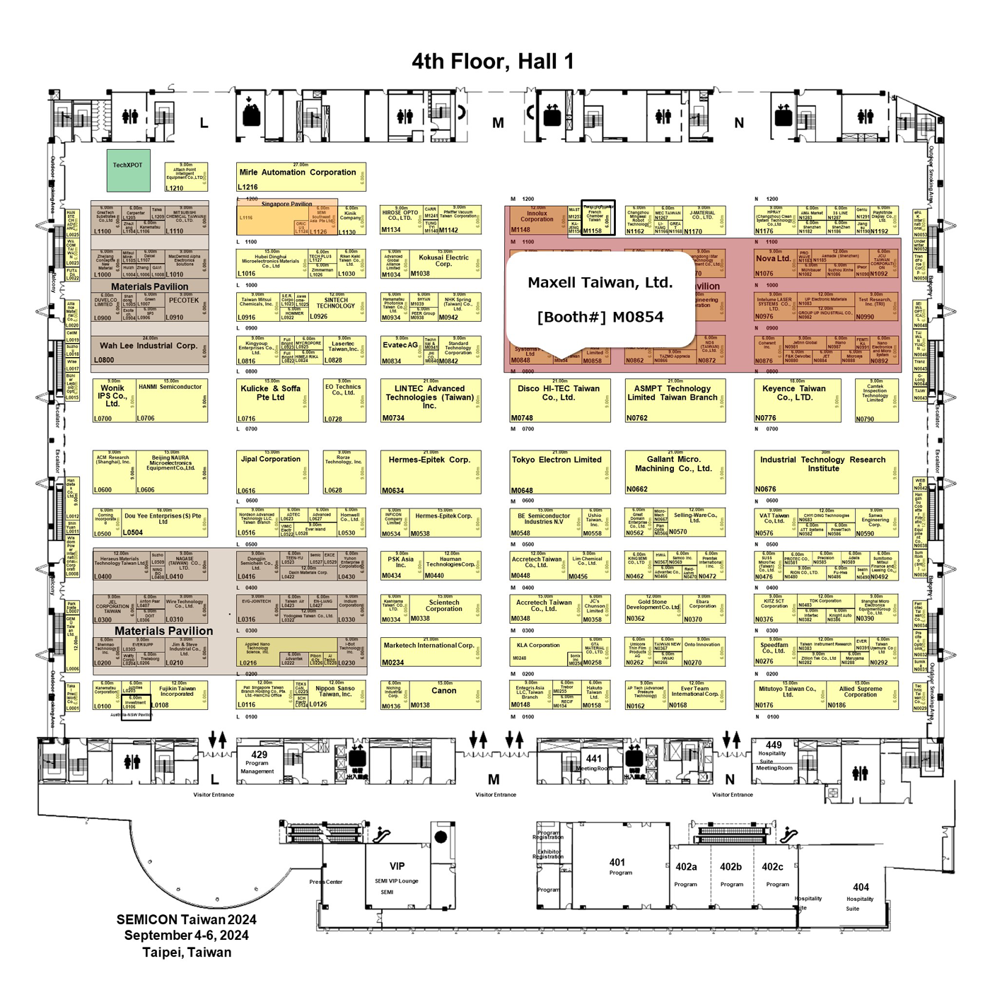 セミコン台湾2024のブース位置
