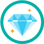 Diamond, thin film silicon synthetic icon